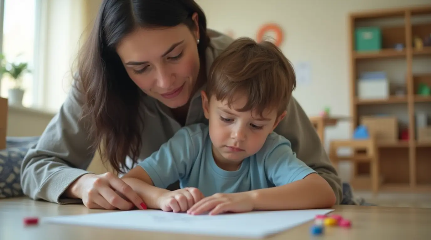Helicopter parent hovering over child while they play, showing over-involvement.