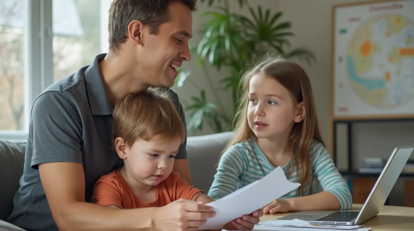Parent setting clear boundaries with child in a structured, rule-enforced environment.