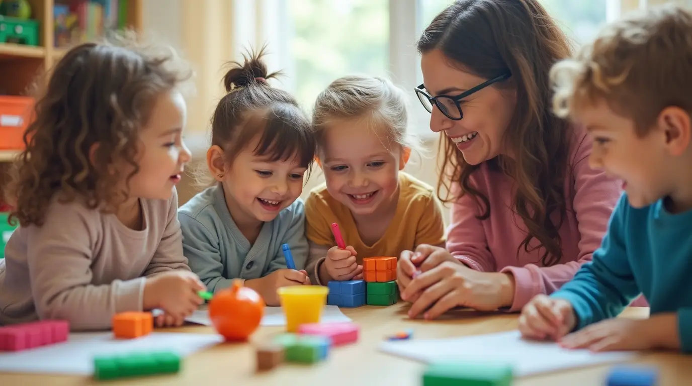 Preschool children engaged in educational activities, showcasing the importance of preschool education.