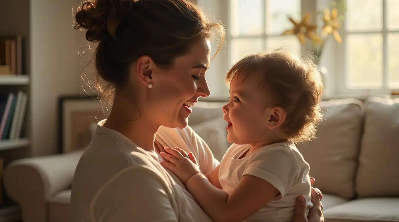A loving mother gazing at her child, showcasing the warmth of mom intuition.